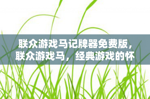 联众游戏马记牌器免费版,联众游戏马,经典游戏的怀旧之旅 联众游戏马记牌器免费版,联众游戏马,经典游戏的怀旧之旅