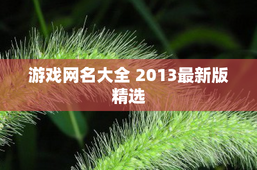 游戏网名大全 2013最新版精选 游戏网名大全 2013最新版精选