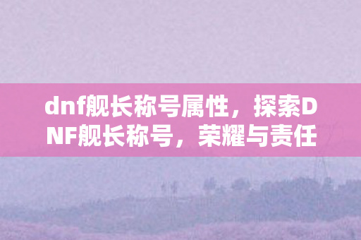 dnf舰长称号属性，探索DNF舰长称号，荣耀与责任的象征
