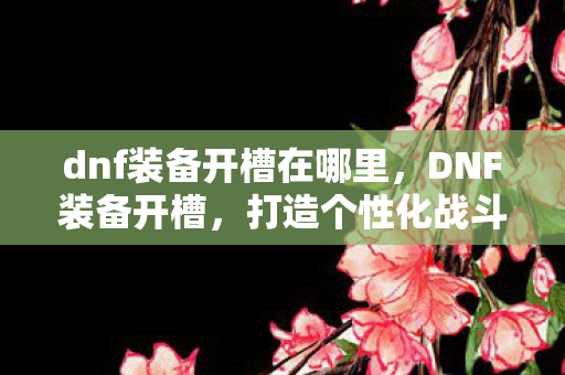 dnf装备开槽在哪里,DNF装备开槽,打造个性化战斗体验 dnf装备开槽在哪里,DNF装备开槽,打造个性化战斗体验
