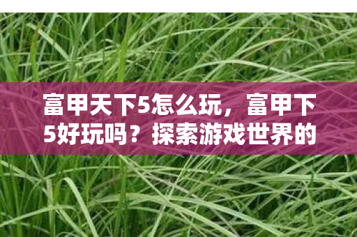 富甲天下5怎么玩,富甲下5好玩吗?探索游戏世界的无限乐趣 富甲天下5怎么玩,富甲下5好玩吗?探索游戏世界的无限乐趣