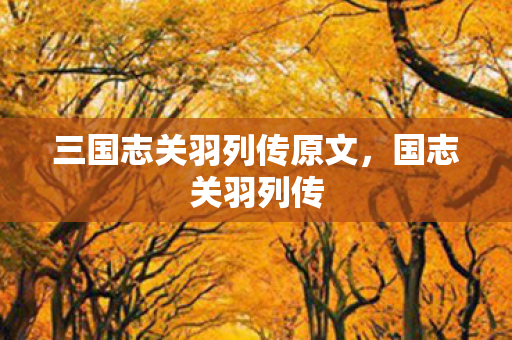 三国志关羽列传原文,国志关羽列传 三国志关羽列传原文,国志关羽列传