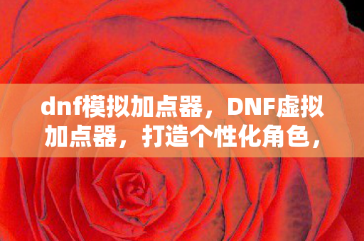 dnf模拟加点器，DNF虚拟加点器，打造个性化角色，提升战斗力的神器