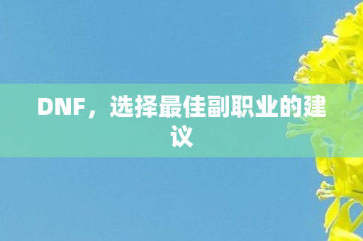 DNF,选择最佳副职业的建议 DNF,选择最佳副职业的建议