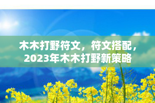 木木打野符文，符文搭配，2023年木木打野新策略