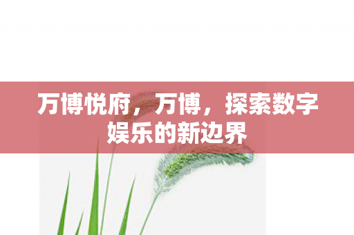 万博悦府,万博,探索数字娱乐的新边界 万博悦府,万博,探索数字娱乐的新边界