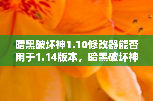 暗黑破坏神1.10修改器能否用于1.14版本,暗黑破坏神1.10修改器,游戏乐趣的无限延伸 暗黑破坏神1.10修改器能否用于1.14版本,暗黑破坏神1.10修改器,游戏乐趣的无限延伸