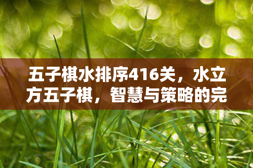 五子棋水排序416关,水立方五子棋,智慧与策略的完美碰撞 五子棋水排序416关,水立方五子棋,智慧与策略的完美碰撞