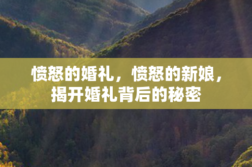 愤怒的婚礼，愤怒的新娘，揭开婚礼背后的秘密