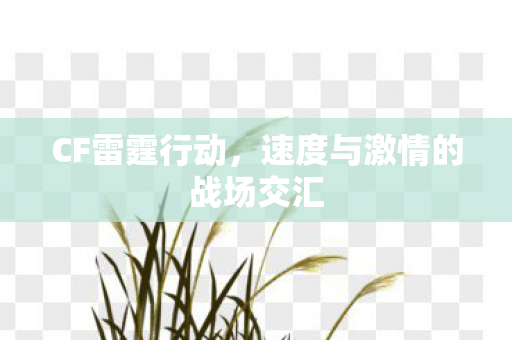 CF雷霆行动,速度与激情的战场交汇 CF雷霆行动,速度与激情的战场交汇