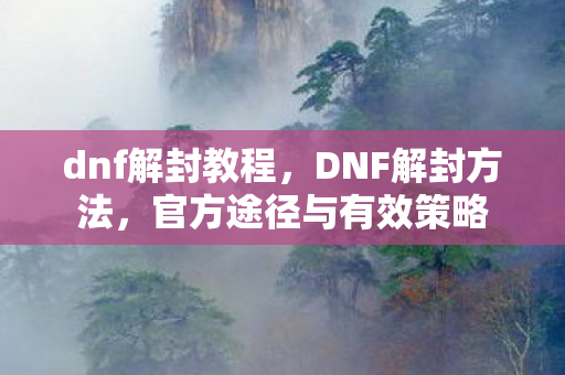 dnf解封教程,DNF解封方法,官方途径与有效策略 dnf解封教程,DNF解封方法,官方途径与有效策略