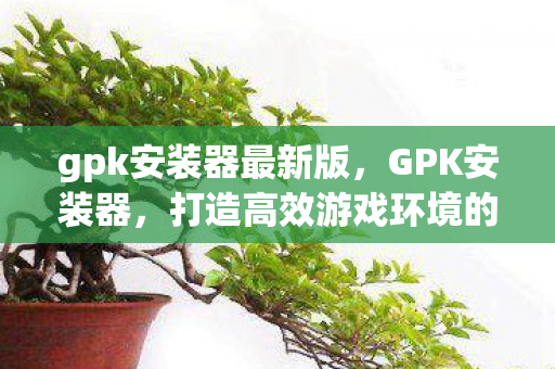 gpk安装器最新版,GPK安装器,打造高效游戏环境的神器 gpk安装器最新版,GPK安装器,打造高效游戏环境的神器