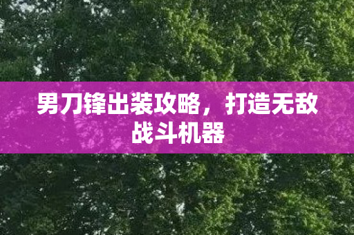 男刀锋出装攻略,打造无敌战斗机器 男刀锋出装攻略,打造无敌战斗机器