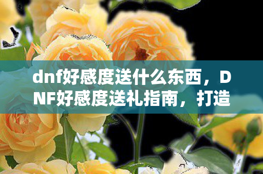 dnf好感度送什么东西,DNF好感度送礼指南,打造你的专属NPC关系网 dnf好感度送什么东西,DNF好感度送礼指南,打造你的专属NPC关系网