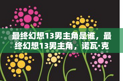 最终幻想13男主角是谁,最终幻想13男主角,诺瓦·克罗伊斯—命运交织的传奇 最终幻想13男主角是谁,最终幻想13男主角,诺瓦·克罗伊斯—命运交织的传奇