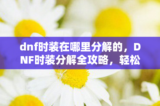 dnf时装在哪里分解的，DNF时装分解全攻略，轻松获取珍贵材料
