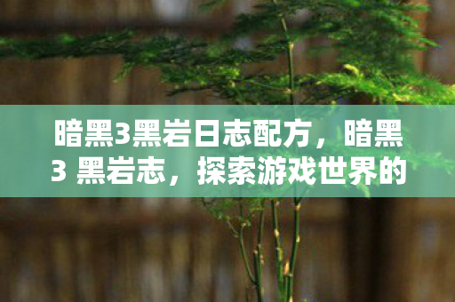 暗黑3黑岩日志配方,暗黑3 黑岩志,探索游戏世界的深层秘密 暗黑3黑岩日志配方,暗黑3 黑岩志,探索游戏世界的深层秘密