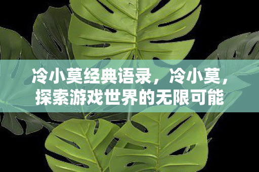 冷小莫经典语录,冷小莫,探索游戏世界的无限可能 冷小莫经典语录,冷小莫,探索游戏世界的无限可能
