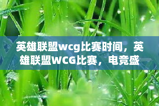 英雄联盟wcg比赛时间，英雄联盟WCG比赛，电竞盛宴的荣耀与挑战