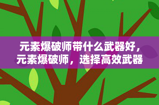 元素爆破师带什么武器好，元素爆破师，选择高效武器的关键