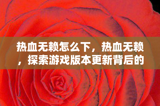 热血无赖怎么下,热血无赖,探索游戏版本更新背后的故事 热血无赖怎么下,热血无赖,探索游戏版本更新背后的故事