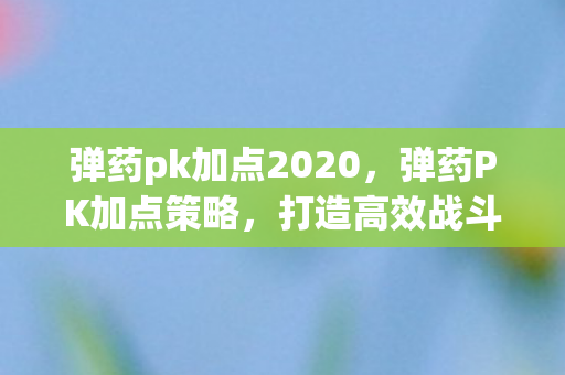 弹药pk加点2020,弹药PK加点策略,打造高效战斗力的关键 弹药pk加点2020,弹药PK加点策略,打造高效战斗力的关键