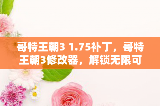 哥特王朝3 1.75补丁，哥特王朝3修改器，解锁无限可能的冒险之旅