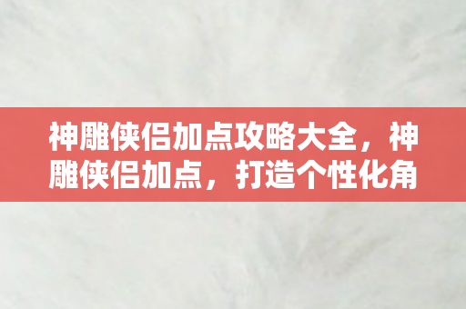 神雕侠侣加点攻略大全，神雕侠侣加点，打造个性化角色，探索武侠世界的无限可能