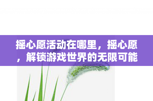 摇心愿活动在哪里,摇心愿,解锁游戏世界的无限可能 摇心愿活动在哪里,摇心愿,解锁游戏世界的无限可能