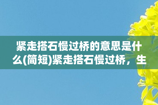 紧走搭石慢过桥的意思是什么(简短)紧走搭石慢过桥,生活中的智慧与哲理 紧走搭石慢过桥的意思是什么(简短)紧走搭石慢过桥,生活中的智慧与哲理