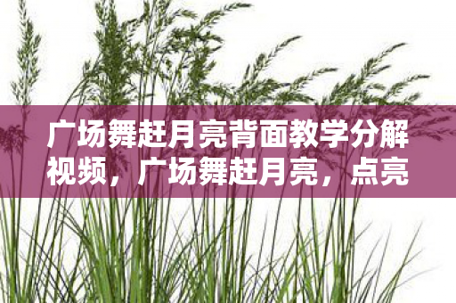 广场舞赶月亮背面教学分解视频,广场舞赶月亮,点亮社区的夜,舞动生活的美 广场舞赶月亮背面教学分解视频,广场舞赶月亮,点亮社区的夜,舞动生活的美