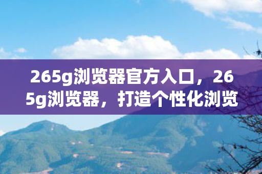 265g浏览器官方入口，265g浏览器，打造个性化浏览体验
