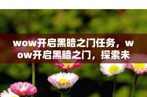 wow开启黑暗之门任务，wow开启黑暗之门，探索未知世界的奇幻之旅