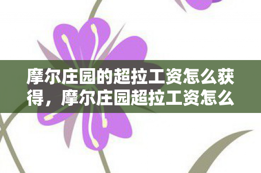 摩尔庄园的超拉工资怎么获得,摩尔庄园超拉工资怎么获得 摩尔庄园的超拉工资怎么获得,摩尔庄园超拉工资怎么获得