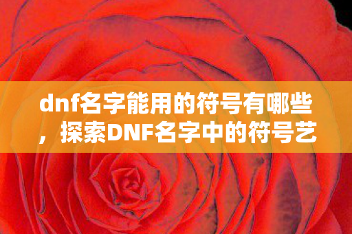 dnf名字能用的符号有哪些,探索DNF名字中的符号艺术,创意与规则的碰撞 dnf名字能用的符号有哪些,探索DNF名字中的符号艺术,创意与规则的碰撞