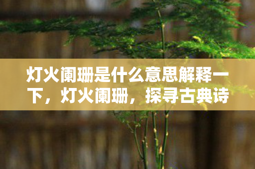 灯火阑珊是什么意思解释一下,灯火阑珊,探寻古典诗词中的意境之美 灯火阑珊是什么意思解释一下,灯火阑珊,探寻古典诗词中的意境之美