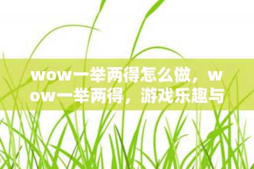 wow一举两得怎么做,wow一举两得,游戏乐趣与社交互动的完美融合 wow一举两得怎么做,wow一举两得,游戏乐趣与社交互动的完美融合