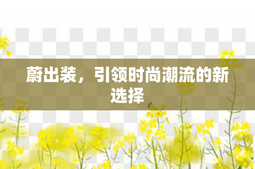蔚出装,引领时尚潮流的新选择 蔚出装,引领时尚潮流的新选择
