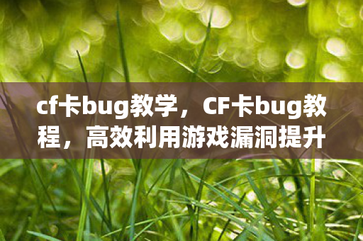 cf卡bug教学,CF卡bug教程,高效利用游戏漏洞提升游戏体验 cf卡bug教学,CF卡bug教程,高效利用游戏漏洞提升游戏体验