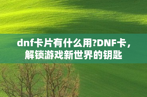 dnf卡片有什么用?DNF卡,解锁游戏新世界的钥匙 dnf卡片有什么用?DNF卡,解锁游戏新世界的钥匙