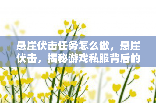 悬崖伏击任务怎么做,悬崖伏击,揭秘游戏私服背后的运营策略与玩家心理 悬崖伏击任务怎么做,悬崖伏击,揭秘游戏私服背后的运营策略与玩家心理
