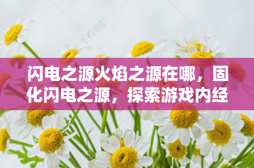 闪电之源火焰之源在哪，固化闪电之源，探索游戏内经济系统的奥秘