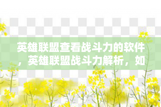 英雄联盟查看战斗力的软件,英雄联盟战斗力解析,如何提升你的游戏水平 英雄联盟查看战斗力的软件,英雄联盟战斗力解析,如何提升你的游戏水平