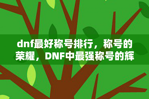 dnf最好称号排行,称号的荣耀,DNF中最强称号的辉煌之路 dnf最好称号排行,称号的荣耀,DNF中最强称号的辉煌之路