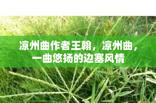 凉州曲作者王翰,凉州曲,一曲悠扬的边塞风情 凉州曲作者王翰,凉州曲,一曲悠扬的边塞风情