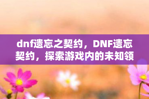 dnf遗忘之契约,DNF遗忘契约,探索游戏内的未知领域 dnf遗忘之契约,DNF遗忘契约,探索游戏内的未知领域