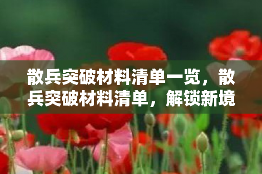 散兵突破材料清单一览,散兵突破材料清单,解锁新境界的必备指南 散兵突破材料清单一览,散兵突破材料清单,解锁新境界的必备指南