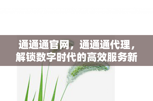 通通通官网,通通通代理,解锁数字时代的高效服务新路径 通通通官网,通通通代理,解锁数字时代的高效服务新路径