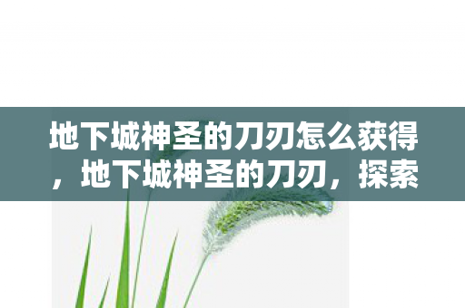 地下城神圣的刀刃怎么获得,地下城神圣的刀刃,探索经典游戏的魅力与传承 地下城神圣的刀刃怎么获得,地下城神圣的刀刃,探索经典游戏的魅力与传承