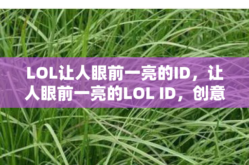 LOL让人眼前一亮的ID，让人眼前一亮的LOL ID，创意与个性的碰撞